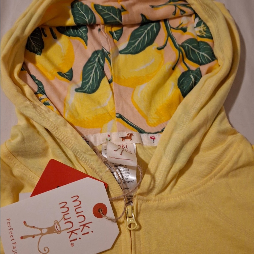 munki munki Lemon Print Pajama Set in Yellow and Green and pink - Picture 5 of 7